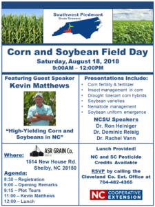 Cover photo for 2018 Southwest Piedmont Corn and Soybean Field Day
