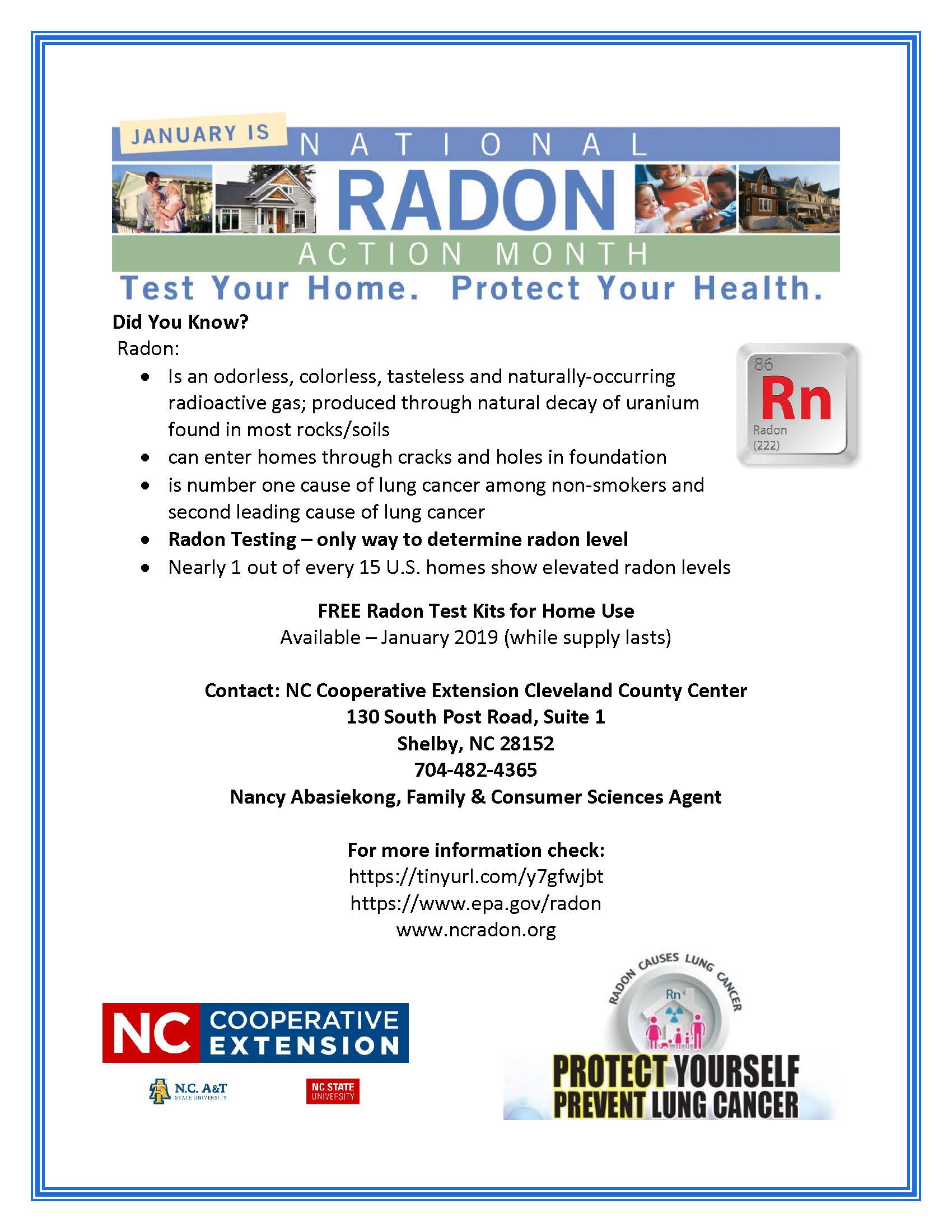 National Radon Action Month | North Carolina Cooperative Extension