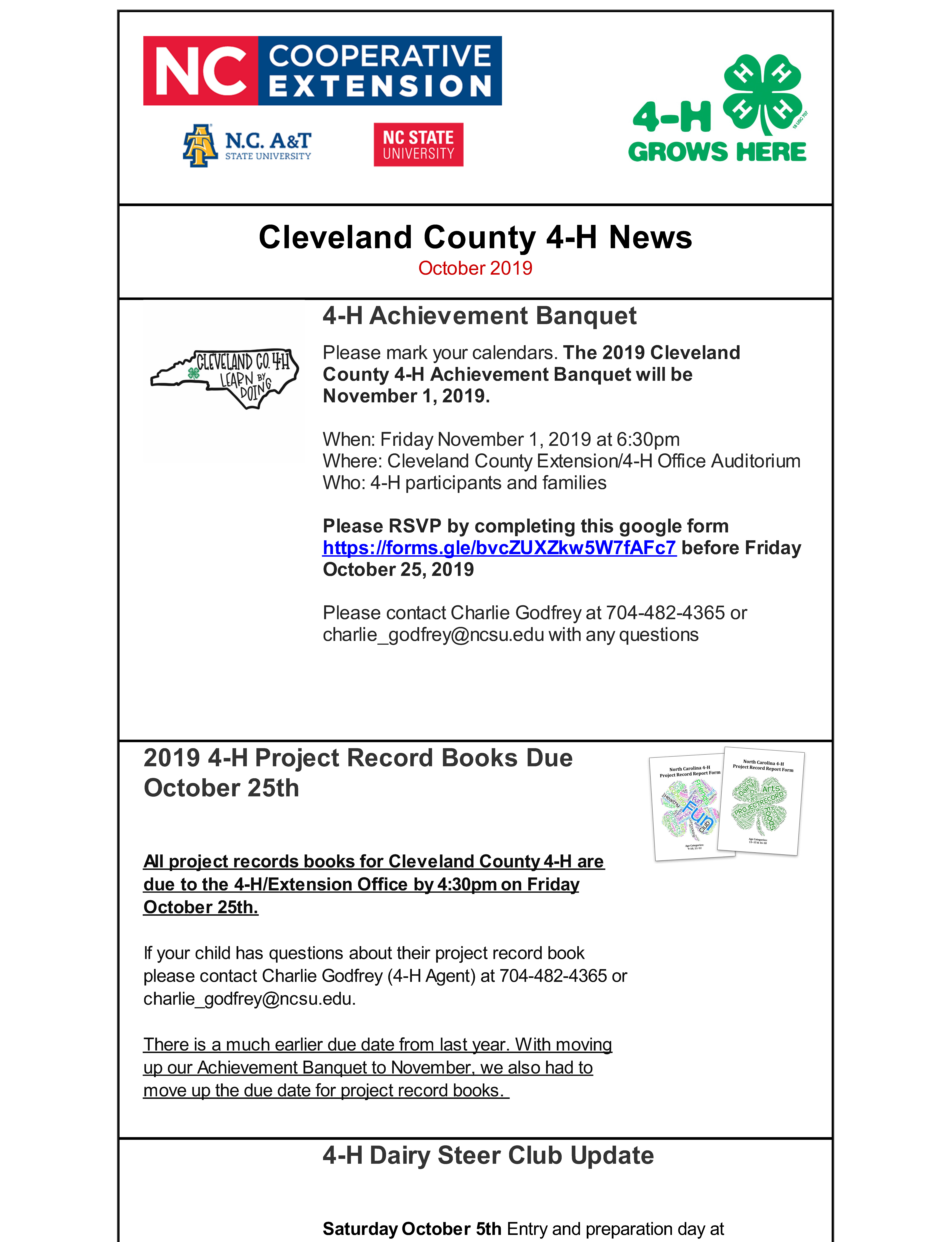 Cleveland County 4-H Newsletter page 1