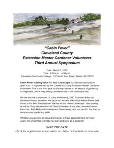 Cover photo for Cabin Fever” Master Gardener Volunteers of Cleveland County Third Annual Symposium