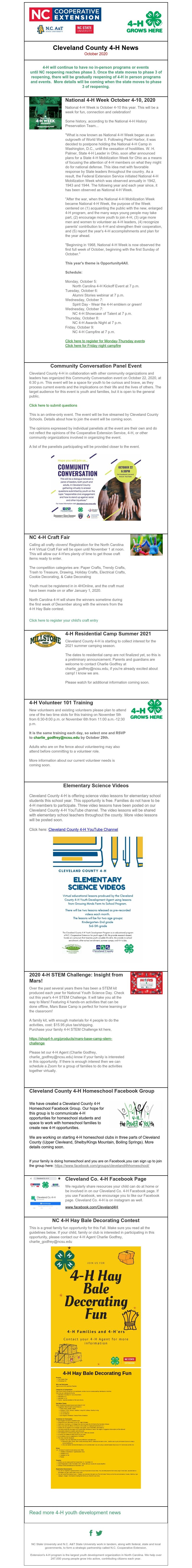 Cleveland County 4-H October 2020 News