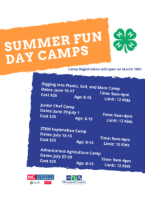 Cover photo for 2021 4-H Summer Fun Day Camps