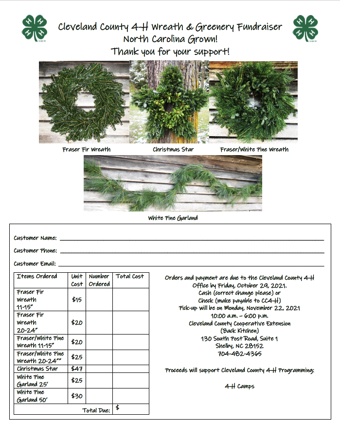 4-H Wreath Fundraiser Flyer