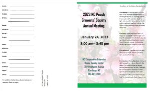 2023 NC Peach Growers' Society annual meeting registration form pg 1